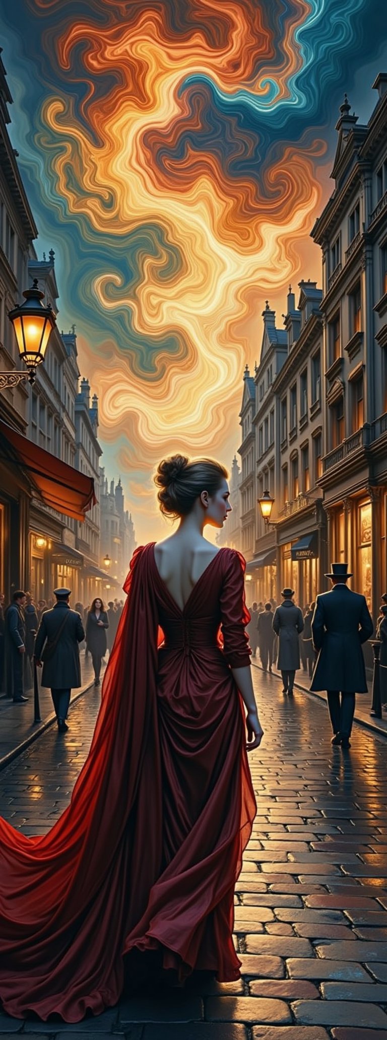ultra-detailed colored illustration ultra-detailed colored illustration of Streets of London in the Victorian era ,  the p...