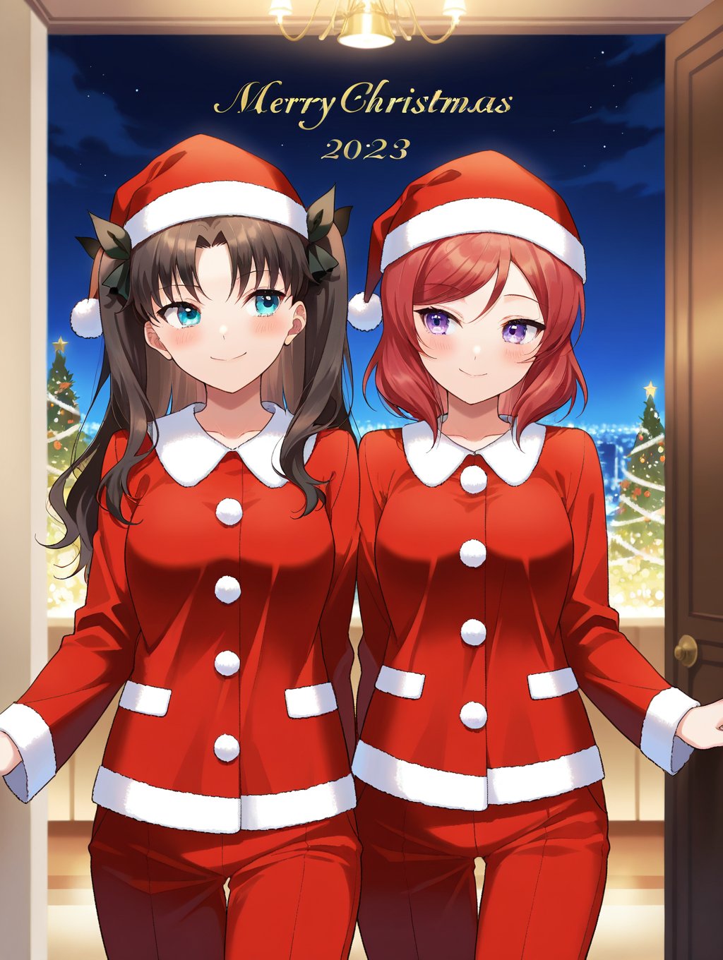 ((2 girls,  side by side,  pajamas by Raphael95 on Tensor.Art
