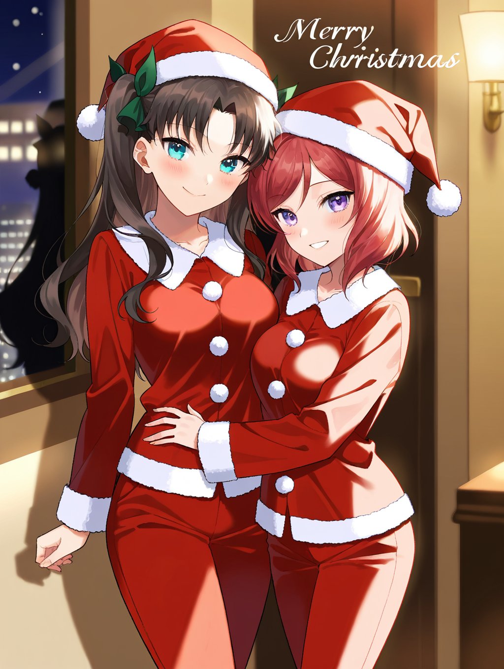((2 girls,  side by side,  pajamas by Raphael95 on Tensor.Art