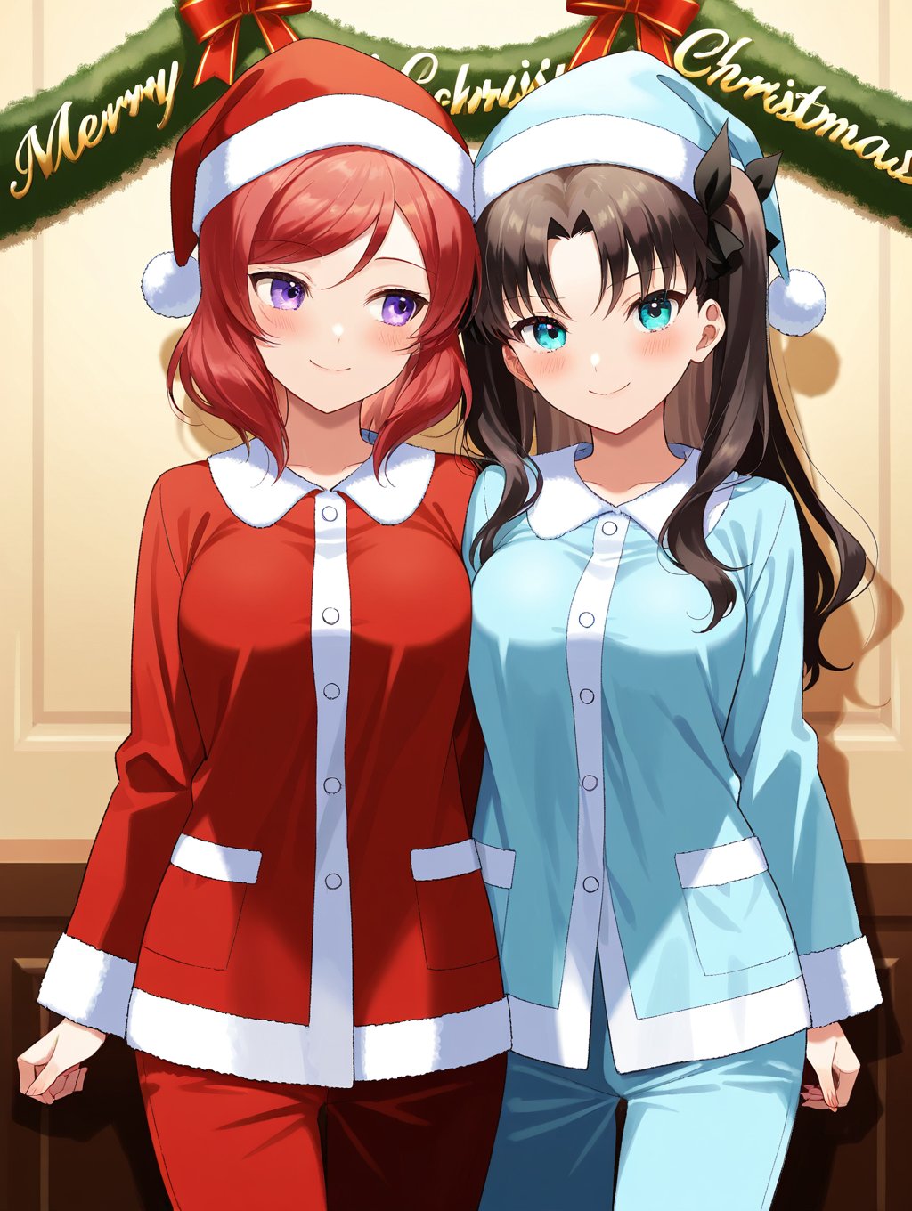 ((2 girls,  side by side,  pajamas by Raphael95 on Tensor.Art