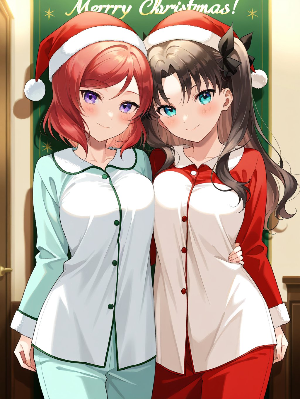 ((2 girls,  side by side,  pajamas by Raphael95 on Tensor.Art