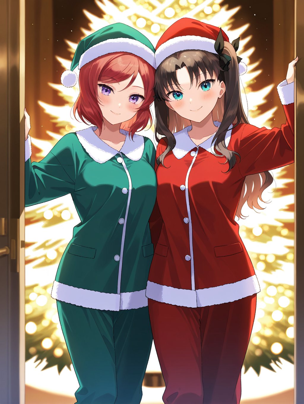 ((2 girls,  side by side,  pajamas by Raphael95 on Tensor.Art