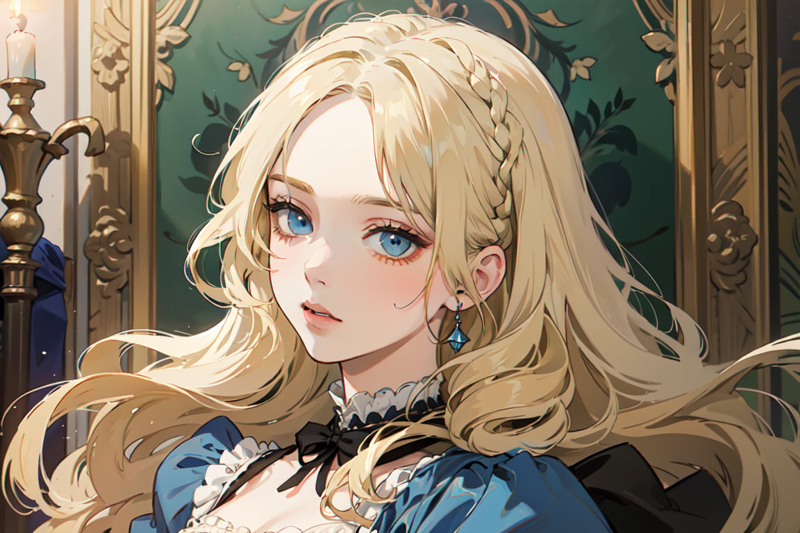 1 teen girl, solo, ((blonde curly long hair)), blue eyes, Victorian beauty, Victorian gowns, by Raphael, masterpiece, Renaissance, close up portrait,