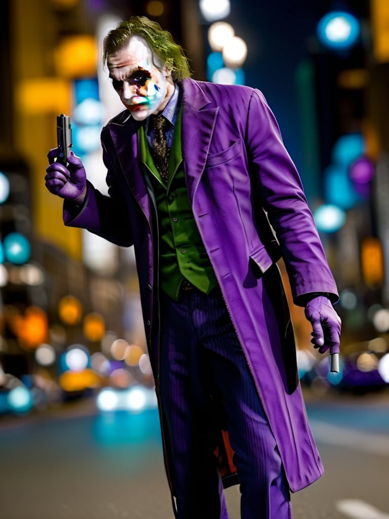 City, Super Hero Joker, gun in a left hand