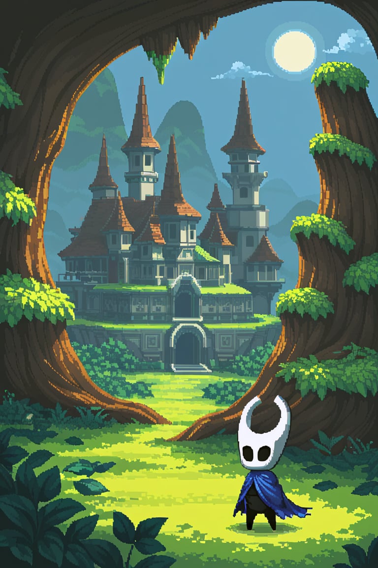 Ah, let's delve into the dark and enchanting world of "Pixel Hollow Night." Imagine crafting a 16-bit pixel art representation inspired by the mysterious and atmospheric essence of "Hollow Knight." Picture intricate and detailed pixel-perfect characters, evoking a sense of mystery and exploration. Let the haunting beauty and intricacies of the game guide your creation, capturing the essence of a forgotten kingdom shrouded in shadows and secrets. Dive deep into the realm of bugs, knights, and eerie landscapes, infusing your pixel art with the spirit of adventure and discovery. Let your imagination roam freely in the pixelated realm of "Pixel Hollow Night."