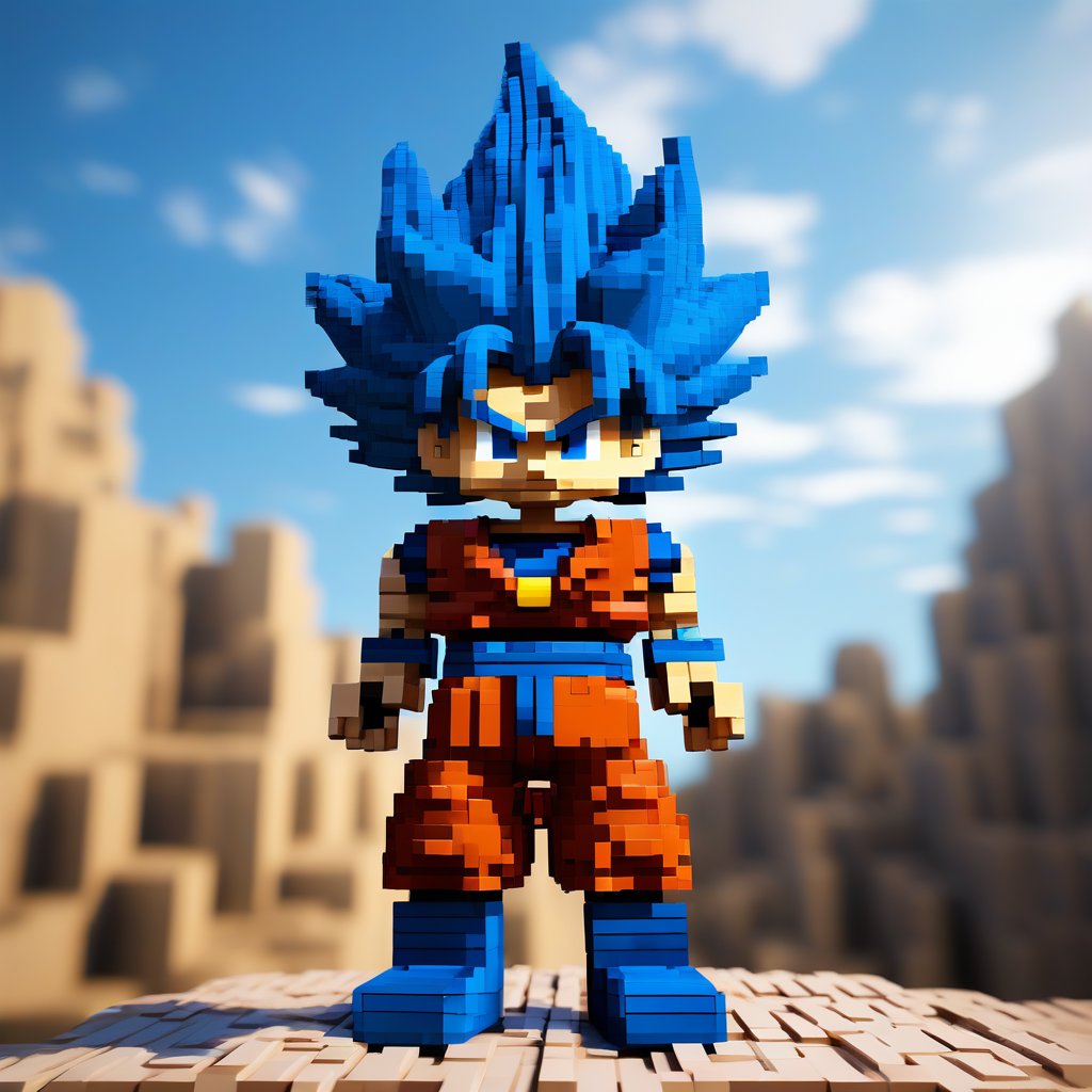 Minecraft Goku ssj blue, (Minecraft style:1)