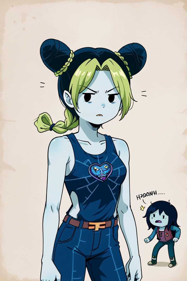 m4rc3l1n3,1girl,dot eyes,grey skin,marceline abadeer from adventure time, jolyne kujo