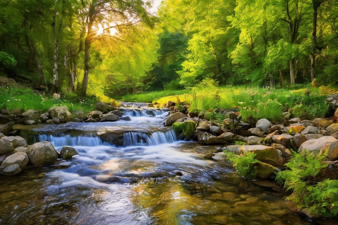 Graceful elegance in a rural paradise! A gentle smile, cultural charm, and a serene stream blend beautifully with nature's splendor.