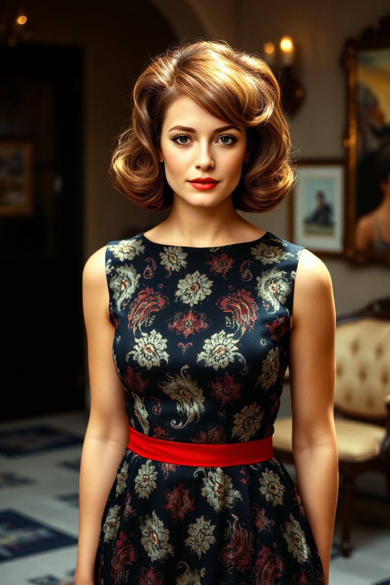 Beautiful 60s woman in a classic dress