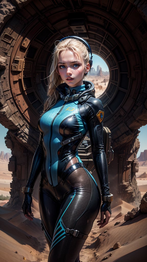 closeup Girl In Thight Plugsuit,  Desert,  Portal to another WORLD by user_748647765294443662 on Tensor.Art