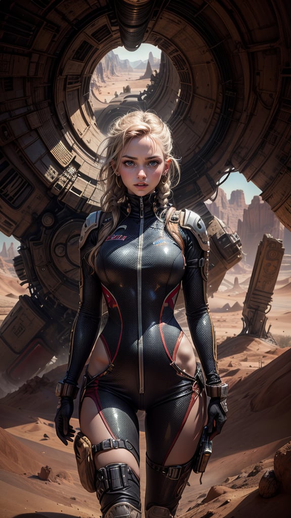 closeup Girl In Thight Plugsuit,  Desert,  Portal to another WORLD by user_748647765294443662 on Tensor.Art