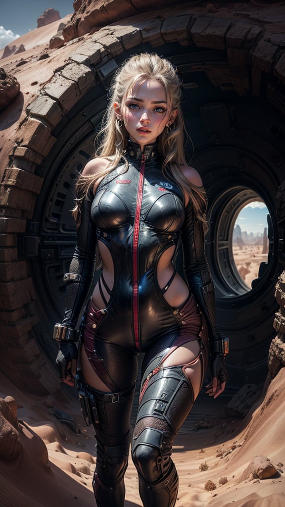 closeup Girl In Thight Plugsuit,  Desert,  Portal to another WORLD by user_748647765294443662 on Tensor.Art
