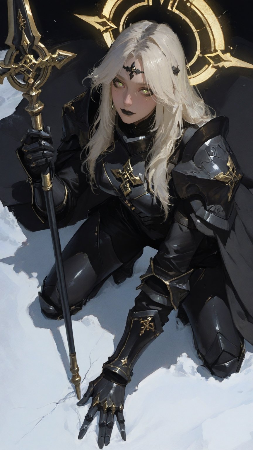 Full-body portrait of a solitary tall Caucasian woman with a small bust,  platinum blonde hair slightly tousled and floati...