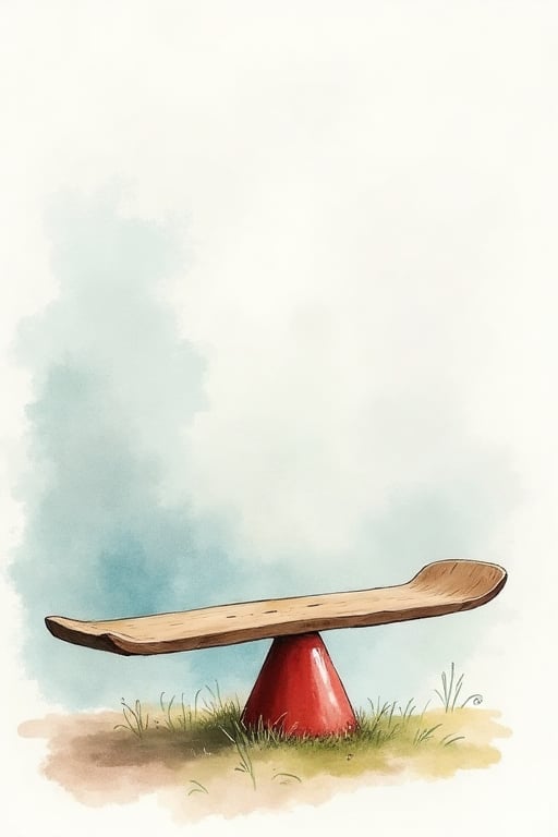 seesaw, simple, watercolor, mottled background