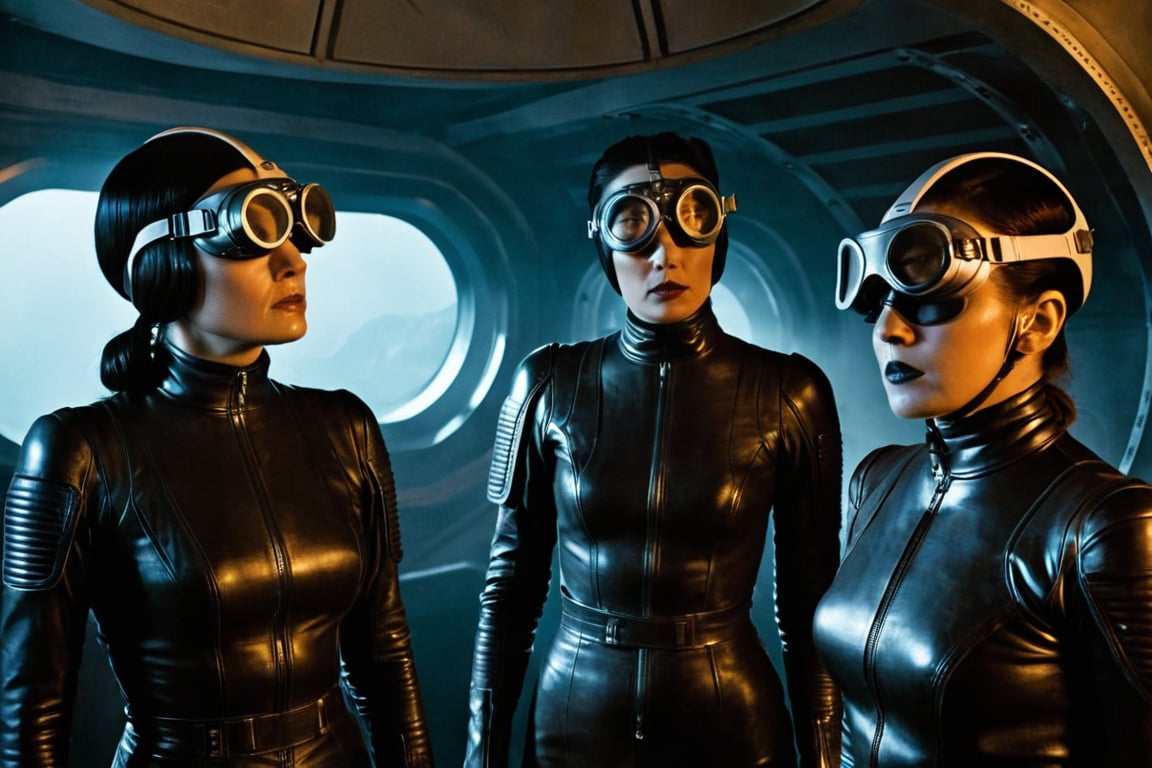 A tense standoff unfolds within the foggy confines of a retro-futuristic spaceship. Fritz Lang's protagonist stands firm,...