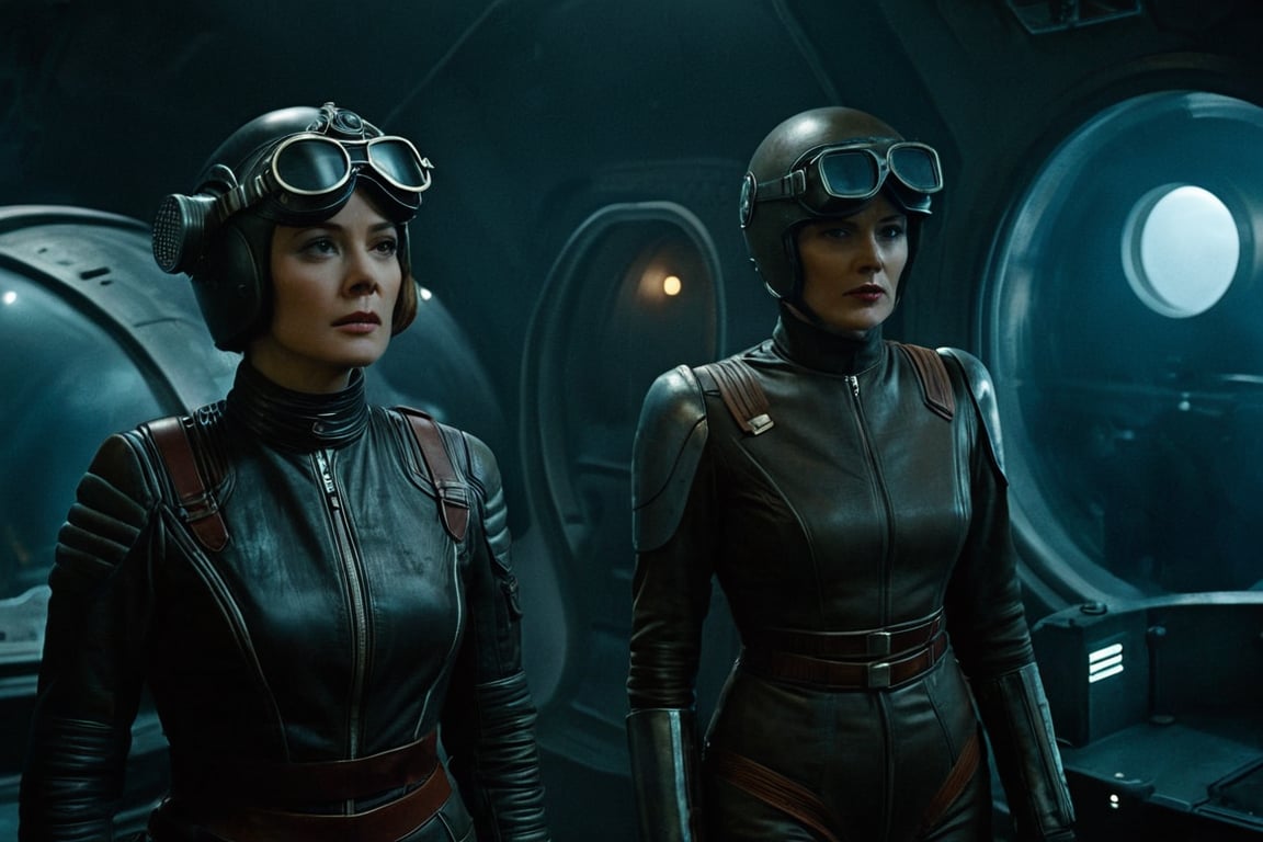 A tense standoff unfolds within the foggy confines of a retro-futuristic spaceship. Fritz Lang's protagonist stands firm,...