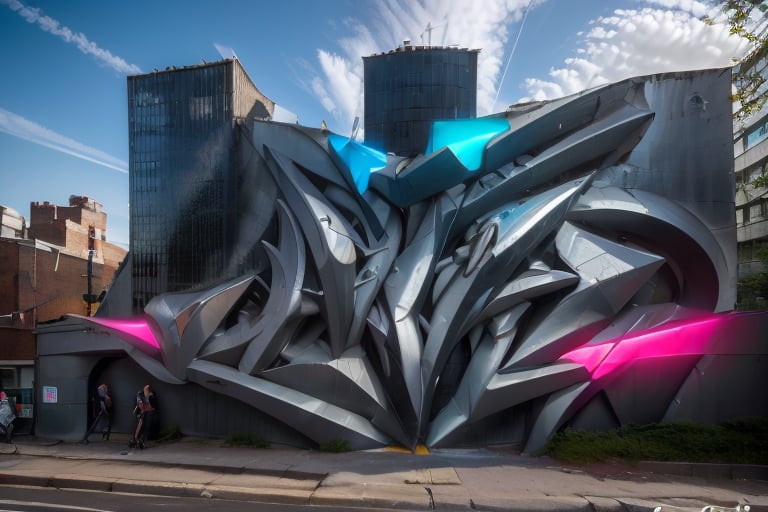 A forgotten corner in Brooklyn's bustling neighborhood comes alive with the imposing JAHZ monument standing tall amidst th...