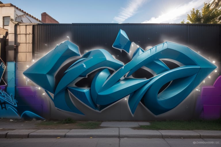 In a forgotten corner of Brooklyn's bustling neighborhood,  the imposing Graffiti 3D WHIT text: JAHZ Graffiti 3D rises maj...