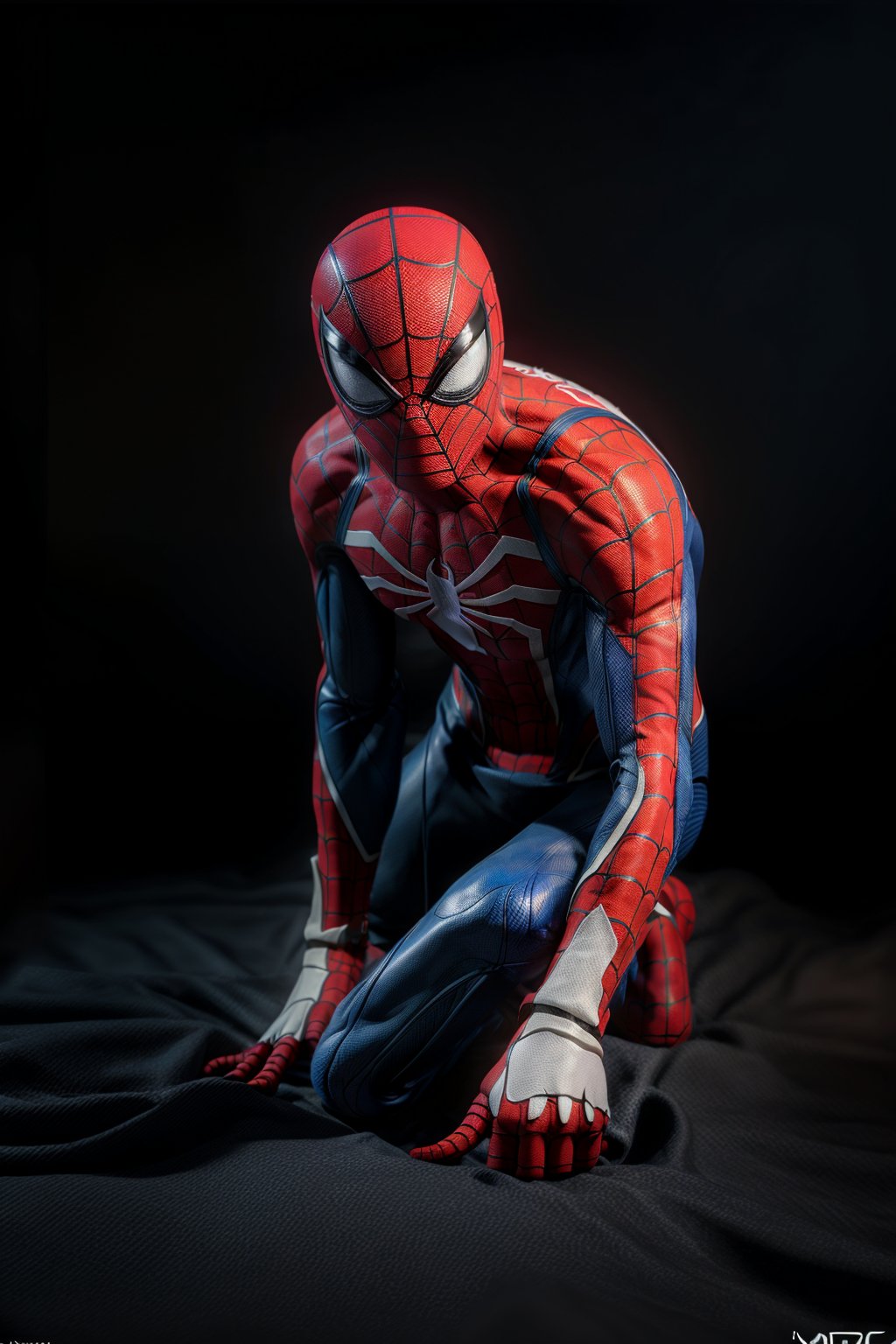 spideyadv2, photorealistic, detailed, in an epic pose, in the middle of the night, medium shot