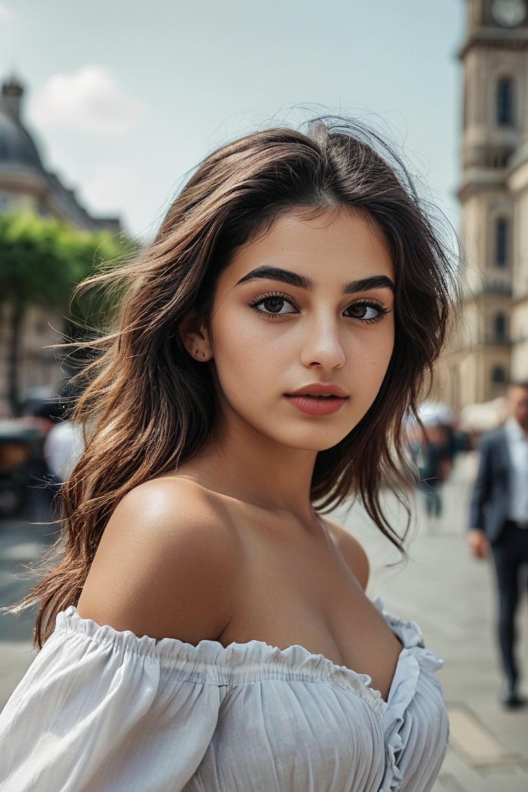 beautiful Palestinian on a vacation in London, 19 years old, posing for a picture, sexy, girl focus, face