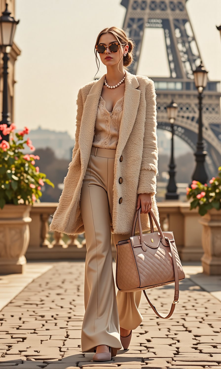 A **hyper-realistic 8K high-quality cinematic portrait**,  capturing a **sophisticated high-fashion model posing gracefull...