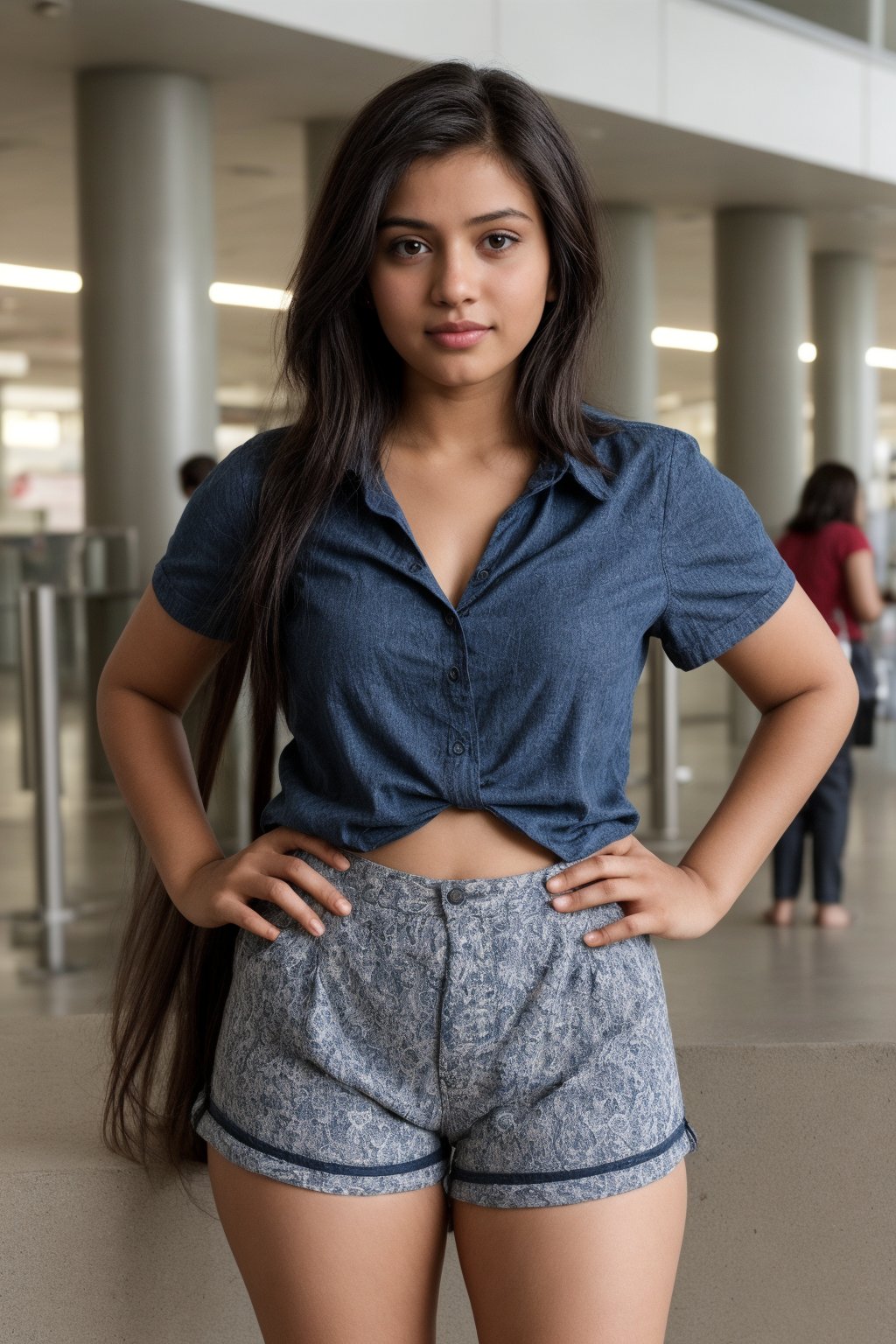 A photorealistic portrait of an 25-year-old Indian girl with captivating beauty,  her hair styled in a chic bob and dyed ,...