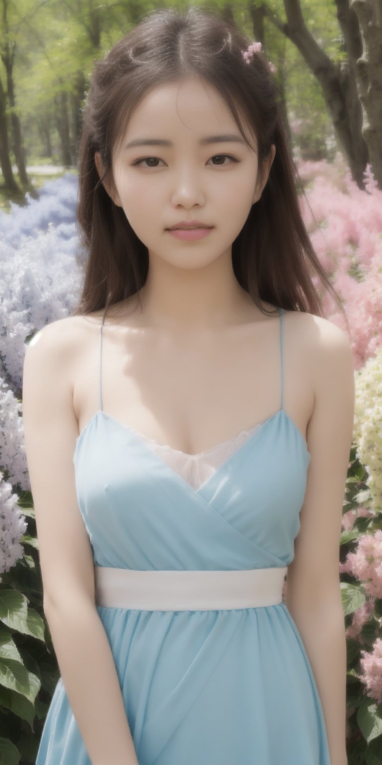 Surrealistic digital painting of a young woman with fair skin, curly fair hair, delicate facial features, enshrouded in a graceful, light pink fabric, slumbering among a plush hydrangea bed of pink and white blossoms, creating a dreamy, ethereal ambiance, palette consisting largely of pinks, whites, and lilacs, invoking a sense of serenity and tranquility, painterly strokes result in. A soft-focused portrait of a young woman with fair skin and curly brown hair with bangs, her delicate facial features illuminated by the gentle glow of a subtle pink fabric wrap. She slumbers amidst a plush hydrangea bed, where pink and white blossoms gently unfold, creating a dreamy, ethereal ambiance. Brushstrokes whisper whispers of pinks, whites, and lilacs, weaving a tapestry of serenity and tranquility. burlesque,shabby chic, fine art, epic, Boho gypsy, marquise, duchesse, dark fantasy.