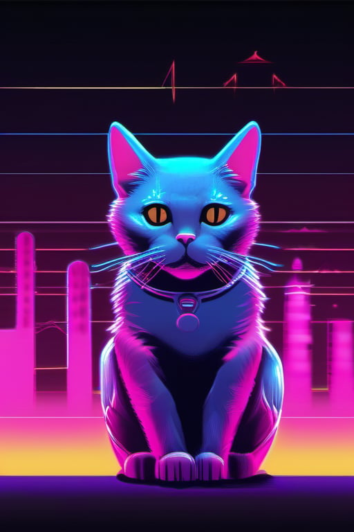 synthwave cat
