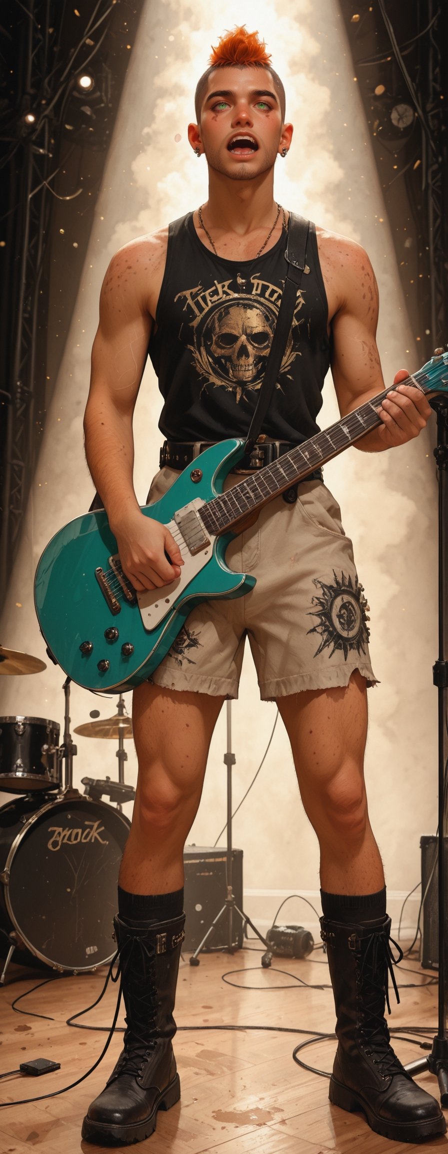 photo of a a very skinny fit man on stage style of realistic hyper-detailed portraits,  detailed facial features,  dry by...