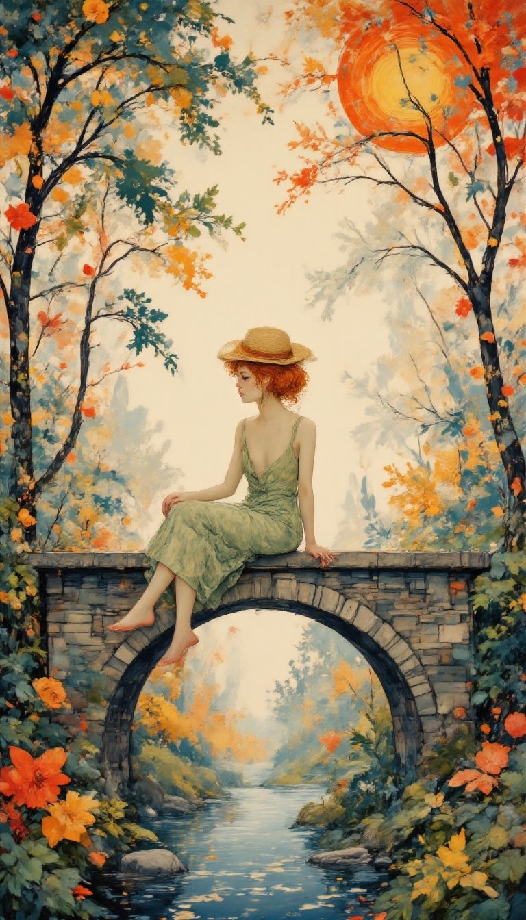 This minimalist work embodies the essence of simplicity. A solo young woman with bright-orange hair wearing a (very large...