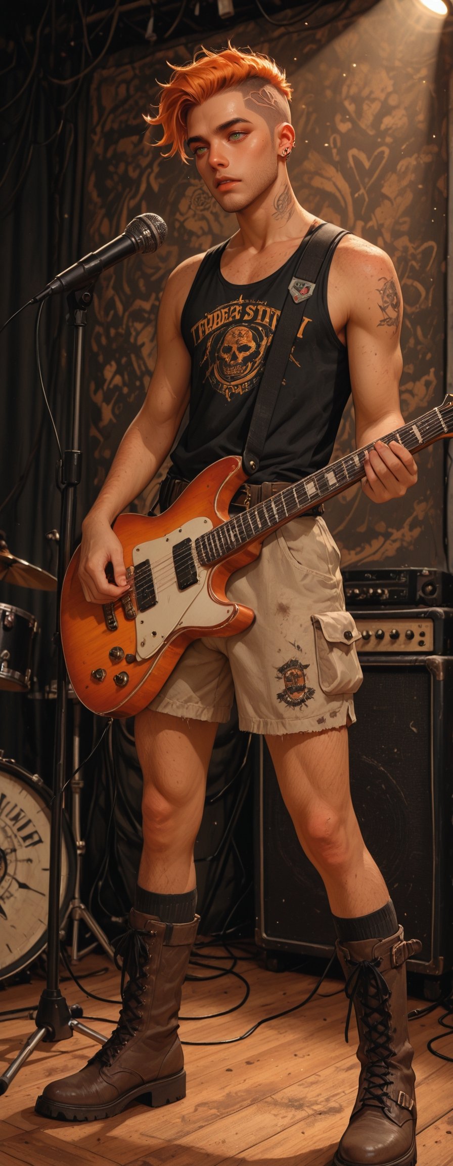 photo of a a very skinny fit man on stage style of realistic hyper-detailed portraits,  detailed facial features,  dry by...
