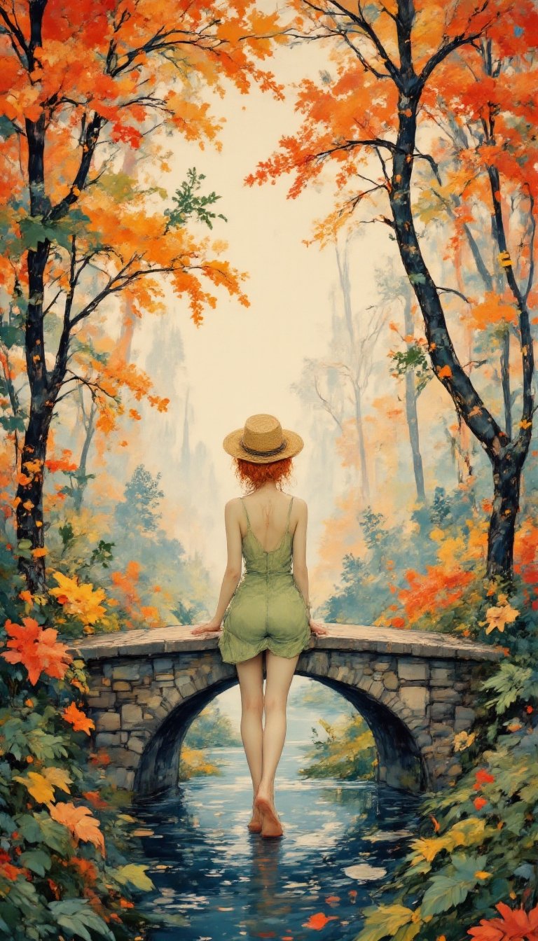 This minimalist work embodies the essence of simplicity. A solo young woman with bright-orange hair wearing a (very large...