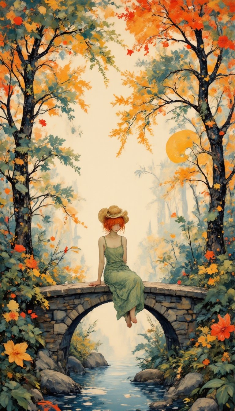 This minimalist work embodies the essence of simplicity. A solo young woman with bright-orange hair wearing a (very large...