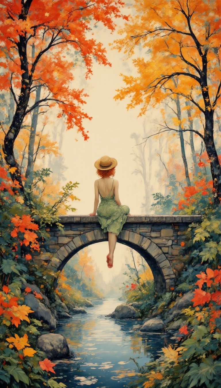 This minimalist work embodies the essence of simplicity. A solo young woman with bright-orange hair wearing a (very large...