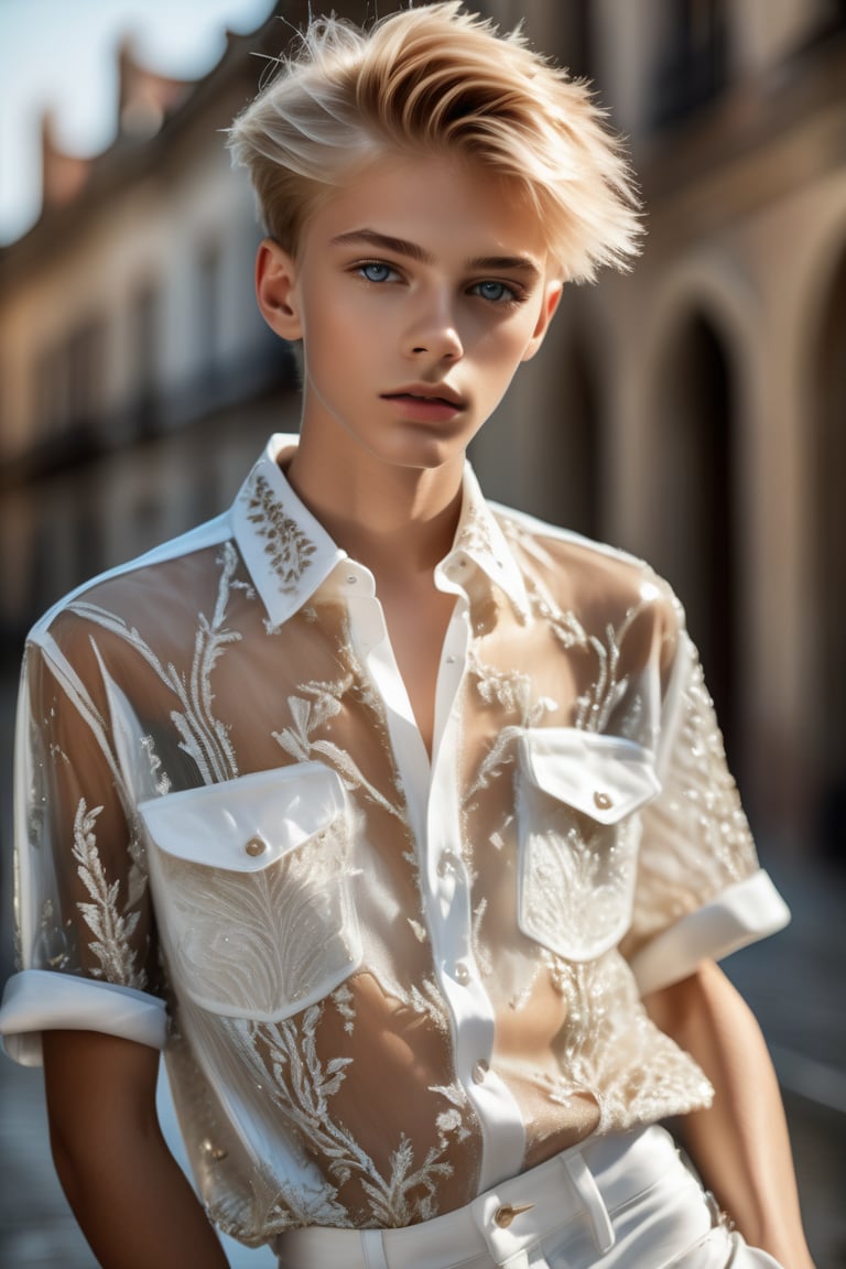 Fashion magazine cover studio photo of young male model,  androgynous,  he is 18 years old by magicker on Tensor.Art