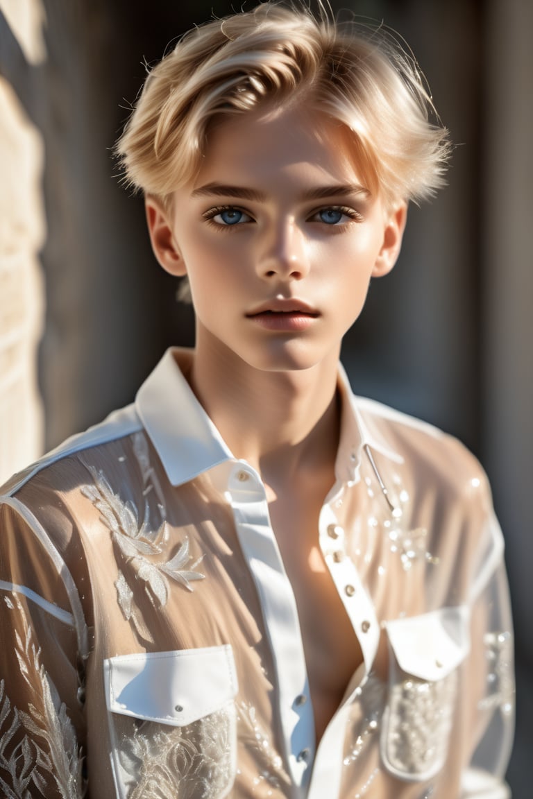 Fashion magazine cover studio photo of young male model,  androgynous,  he is 18 years old by magicker on Tensor.Art