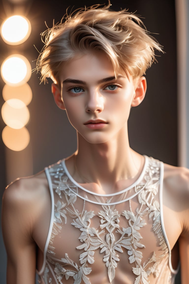 Fashion magazine cover studio photo of young male model,  androgynous,  he is 18 years old by magicker on Tensor.Art