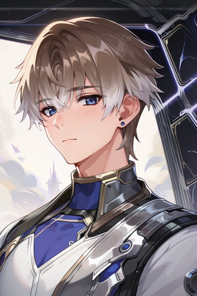 score_9, score_8_up, score_7_up, masterpiece, best quality, 1boy, male focus, looking_at_viewer,XiangliYao,Science fiction,Brown hair,White hair,Dark blue eyes