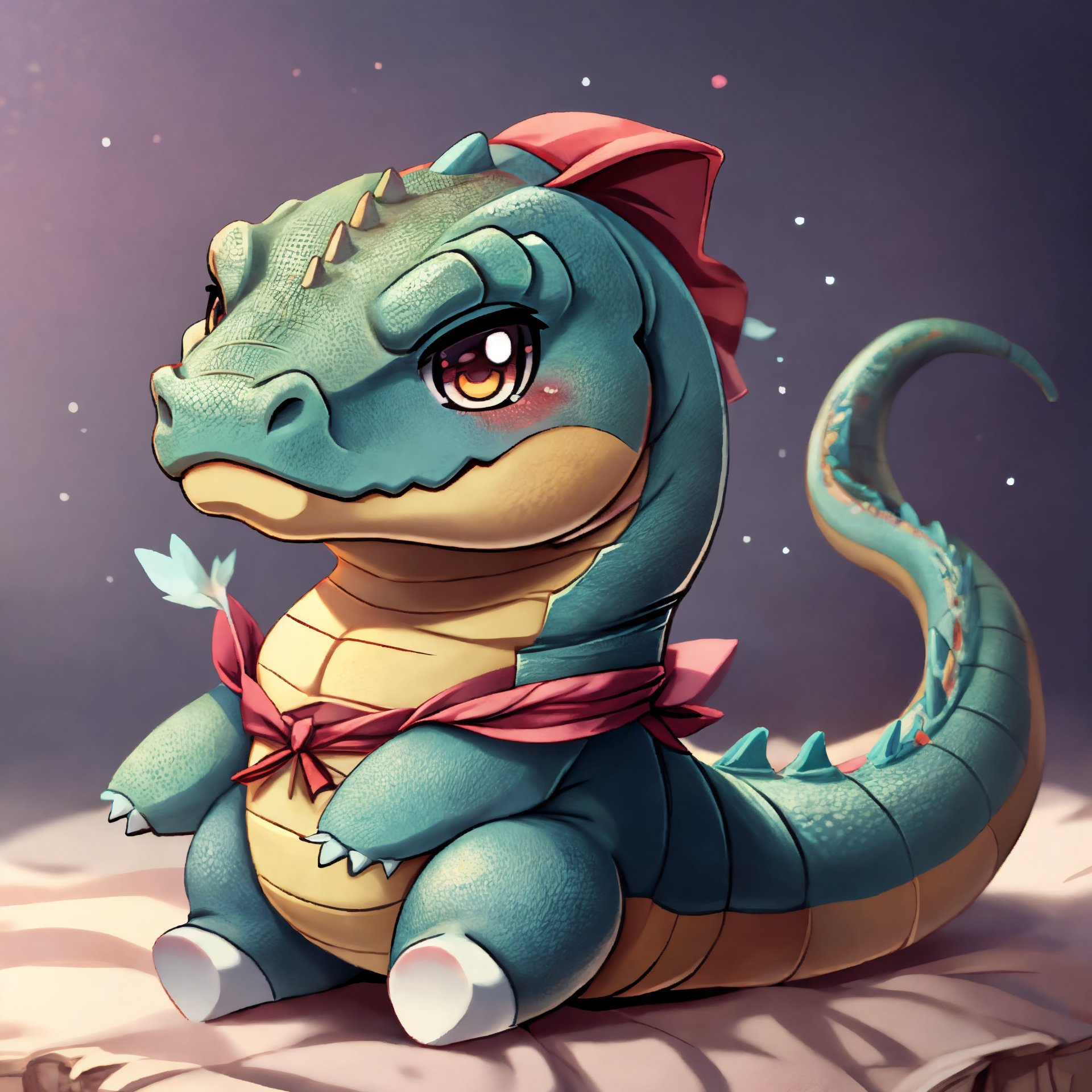 Komodo dragon, cute, anime, anime cute, chibi inset, high_resolution