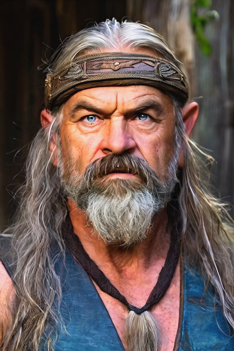 Anrak is a male hill dwarf outlaw, strong and tough, shot sized, stocky and muscular, bright eyes, charismatic, forester, hunter, trapper, furrier, shipwright, 52 years old, grey hair, light brown skin,SDXL,ohwx23 woman