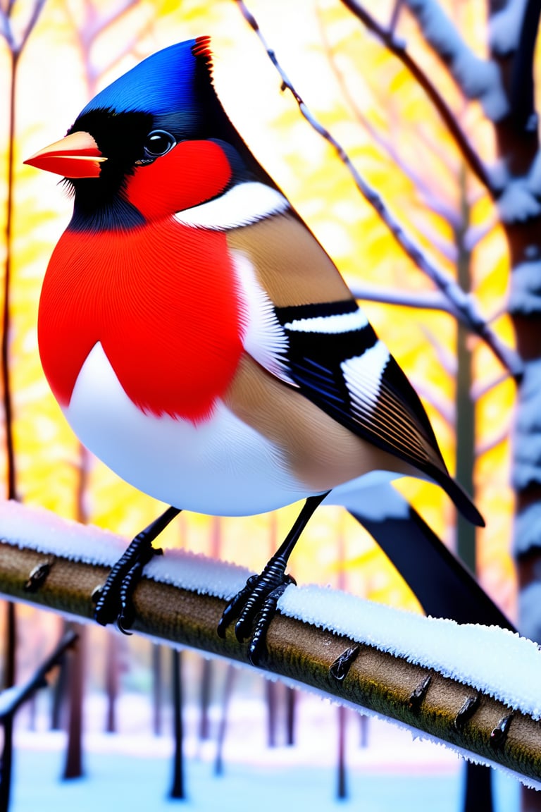 score_9, score_8_up, score_7_up, ((((PVC Style)))), 3D, (((1bird))), (((winter forest))), (((bullfinch))), 