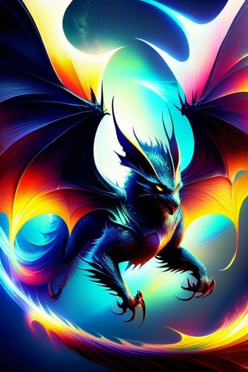 Black dragon, crimson scales, sharp teeth, long sharp claws, bright yellow eyes, large bat wings, burly, terrifying.