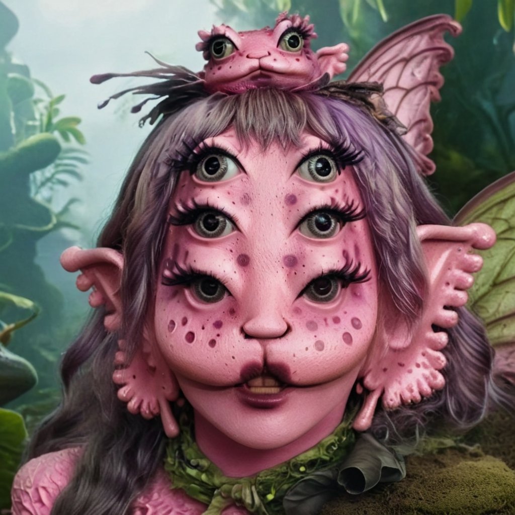 Pink and purple makeup, gorgeous makeup, a girl , she has a green frog with little fairy wings  in her hands, frog, frog on a branch , frog00, pink skin, four eyes, Full body, dark pink short curly hair, cured and detailed outfit, her hair is long and wavy, her hair is long, 4k, 18k, hairstyle, perfect face, Melanie, Adele, Long hair, masterpiece high quality 18K, Hyperrealism, Realistic vision, rosy cheeks, realistic woman, a girl, Woman, best quality, woman, high quality, good lighting, A woman, space00, Long hair, Pink skin, four eyes , Fancy, model, A woman. Pink and purple makeup, gorgeous makeup, long train skirt, frog00, pink skin, four eyes, Full body, a girl, dark pink short curly hair, cured and detailed outfit, her hair is long and wavy, her hair is long, 4k , 18k, hairstyle, perfect face, Melanie, Adele, Long hair, masterpiece high quality 18K, Hyperrealism, Realistic vision, rosy cheeks, realistic woman, a girl, Woman, best quality, woman, high quality, good lighting, A woman, frog00, Long hair, Pink skin, four eyes, Fancy, model, A woman