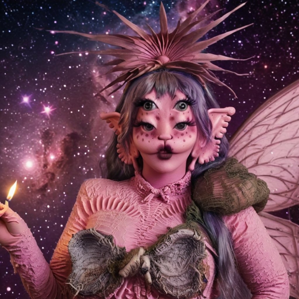 Pink and purple makeup,  gorgeous makeup,  a girl flying in the galaxy with fairy wings by user_759641524362380649 on Tens...
