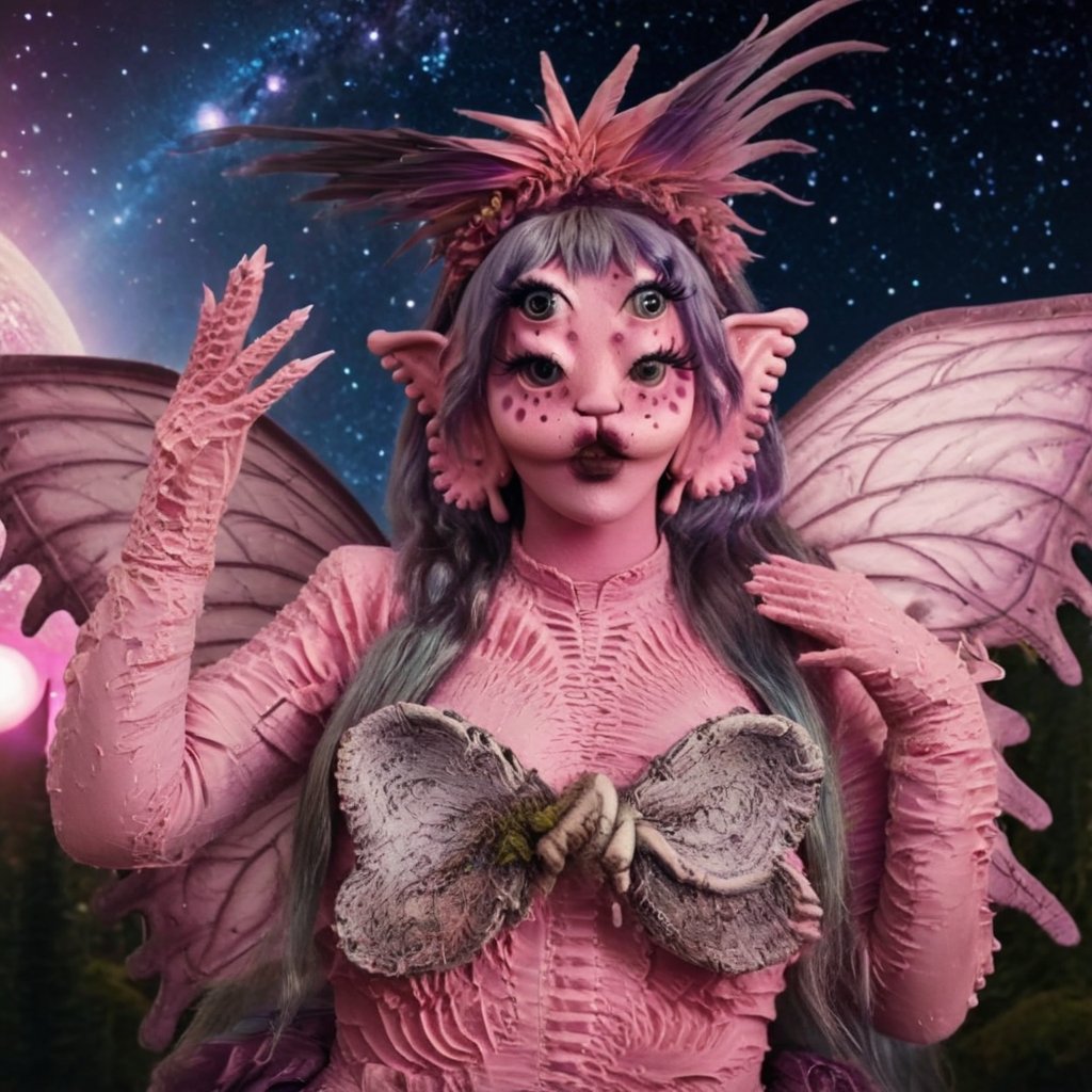 Pink and purple makeup,  gorgeous makeup,  a girl flying in the galaxy with fairy wings by user_759641524362380649 on Tens...