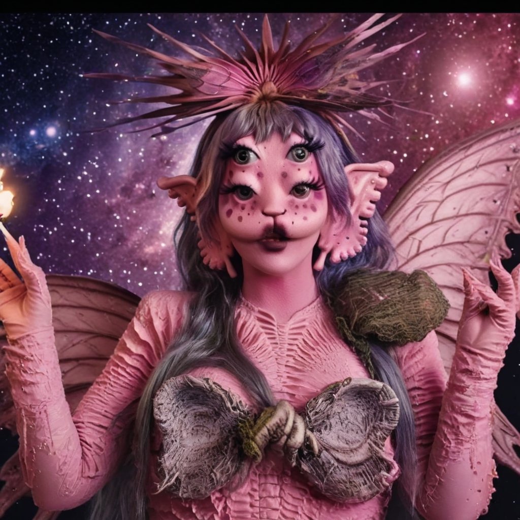 Pink and purple makeup,  gorgeous makeup,  a girl flying in the galaxy with fairy wings by user_759641524362380649 on Tens...