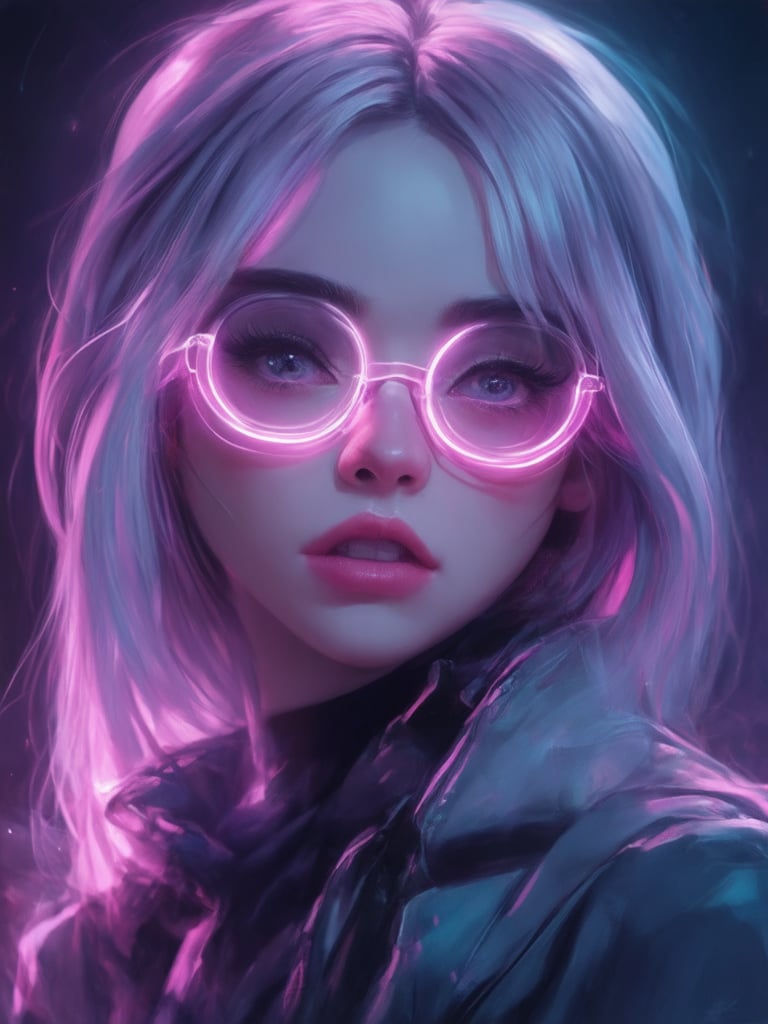 Similar graph, a cyberpunk girl, Wear clear neon glasses, cyberpunk., golden ratio details, 32k uhd, fantasy, cyberpunk, intricate, decadent, highly detailed, digital painting, ever after high, octane render, artstation, concept art, smooth, sharp focus, illustration, art by artgerm, loish, wlop. (heartwarming, uplifting, charming), (UHD, masterpiece, detailed eyes, detailed face, highest quality), (light leaks, subsurface scattering, rim light, beautiful lighting and shading, deep background, vibrant complementary colors, sharp focus)