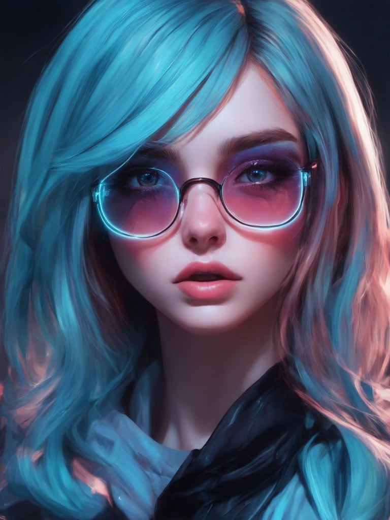 Similar graph, a cyberpunk girl, Wear clear neon glasses, cyberpunk., golden ratio details, 32k uhd, fantasy, cyberpunk, intricate, decadent, highly detailed, digital painting, ever after high, octane render, artstation, concept art, smooth, sharp focus, illustration, art by artgerm, loish, wlop. (heartwarming, uplifting, charming), (UHD, masterpiece, detailed eyes, detailed face, highest quality), (light leaks, subsurface scattering, rim light, beautiful lighting and shading, deep background, vibrant complementary colors, sharp focus)