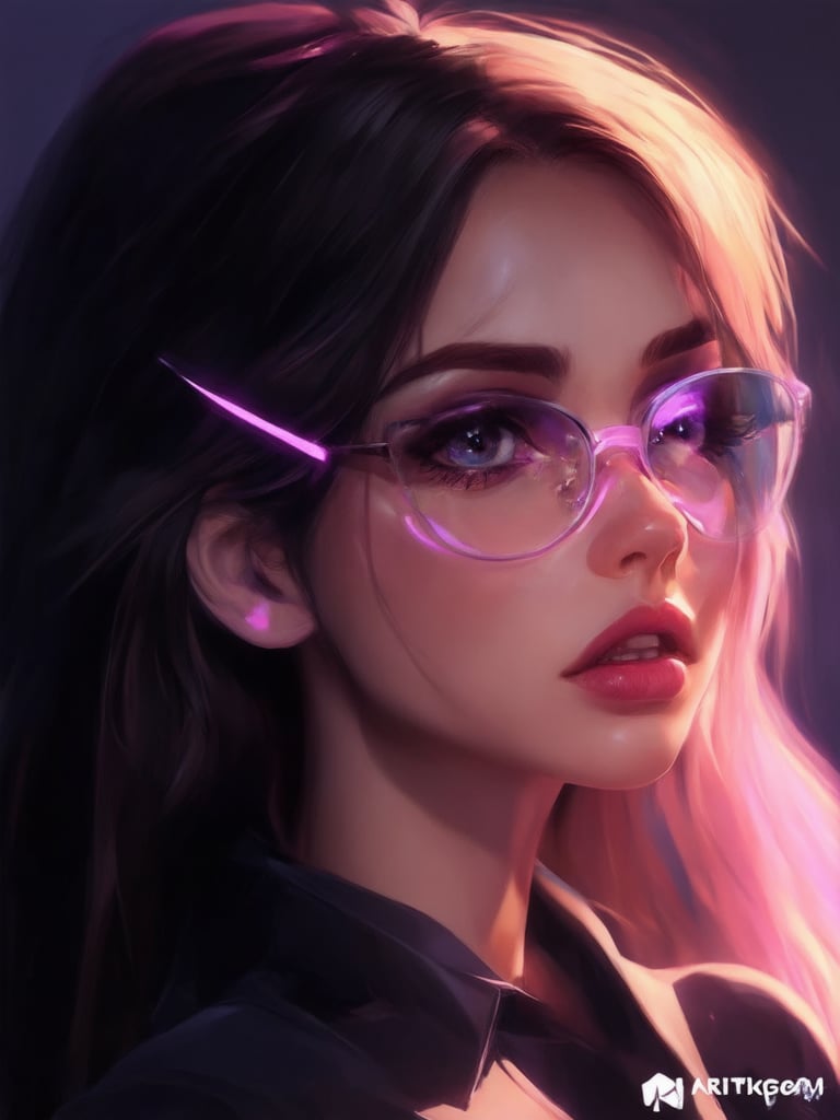 Similar graph, a cyberpunk girl, Wear clear neon glasses, cyberpunk., golden ratio details, 32k uhd, fantasy, cyberpunk, intricate, decadent, highly detailed, digital painting, ever after high, octane render, artstation, concept art, smooth, sharp focus, illustration, art by artgerm, loish, wlop. (heartwarming, uplifting, charming), (UHD, masterpiece, detailed eyes, detailed face, highest quality), (light leaks, subsurface scattering, rim light, beautiful lighting and shading, deep background, vibrant complementary colors, sharp focus)