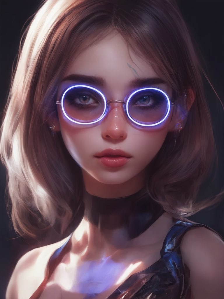 Similar graph, a cyberpunk girl, Wear clear neon glasses, cyberpunk., golden ratio details, 32k uhd, fantasy, cyberpunk, intricate, decadent, highly detailed, digital painting, ever after high, octane render, artstation, concept art, smooth, sharp focus, illustration, art by artgerm, loish, wlop. (heartwarming, uplifting, charming), (UHD, masterpiece, detailed eyes, detailed face, highest quality), (light leaks, subsurface scattering, rim light, beautiful lighting and shading, deep background, vibrant complementary colors, sharp focus)